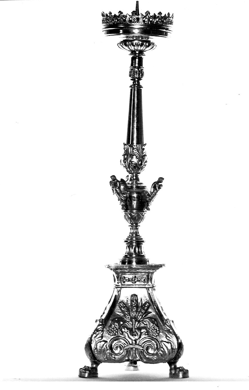 candeliere d'altare, serie - bottega lombarda (fine sec. XIX)