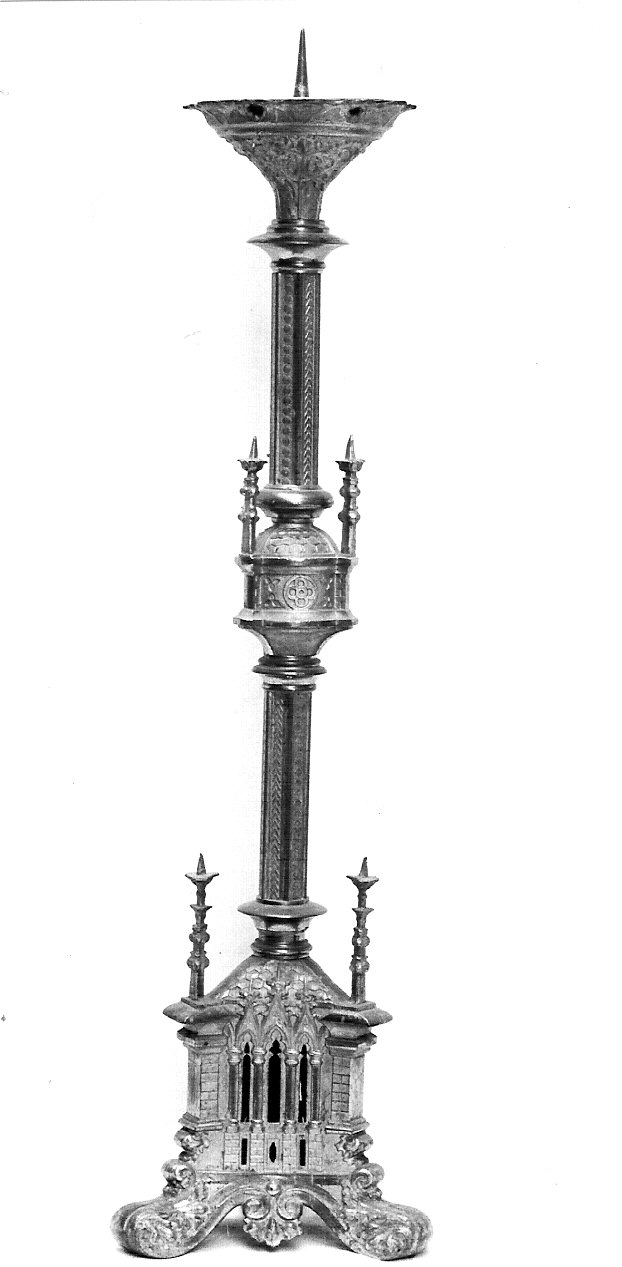 candeliere d'altare, serie - bottega lombarda (fine/inizio secc. XIX/ XX)