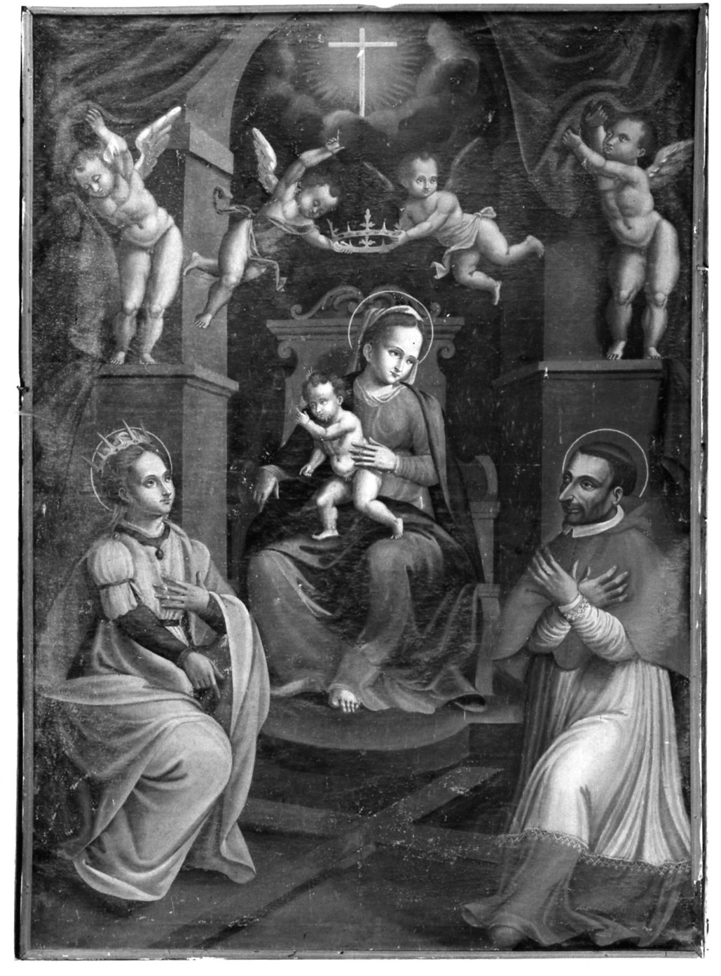 Madonna in trono e Santi (dipinto, opera isolata) - ambito lombardo (sec. XVII)