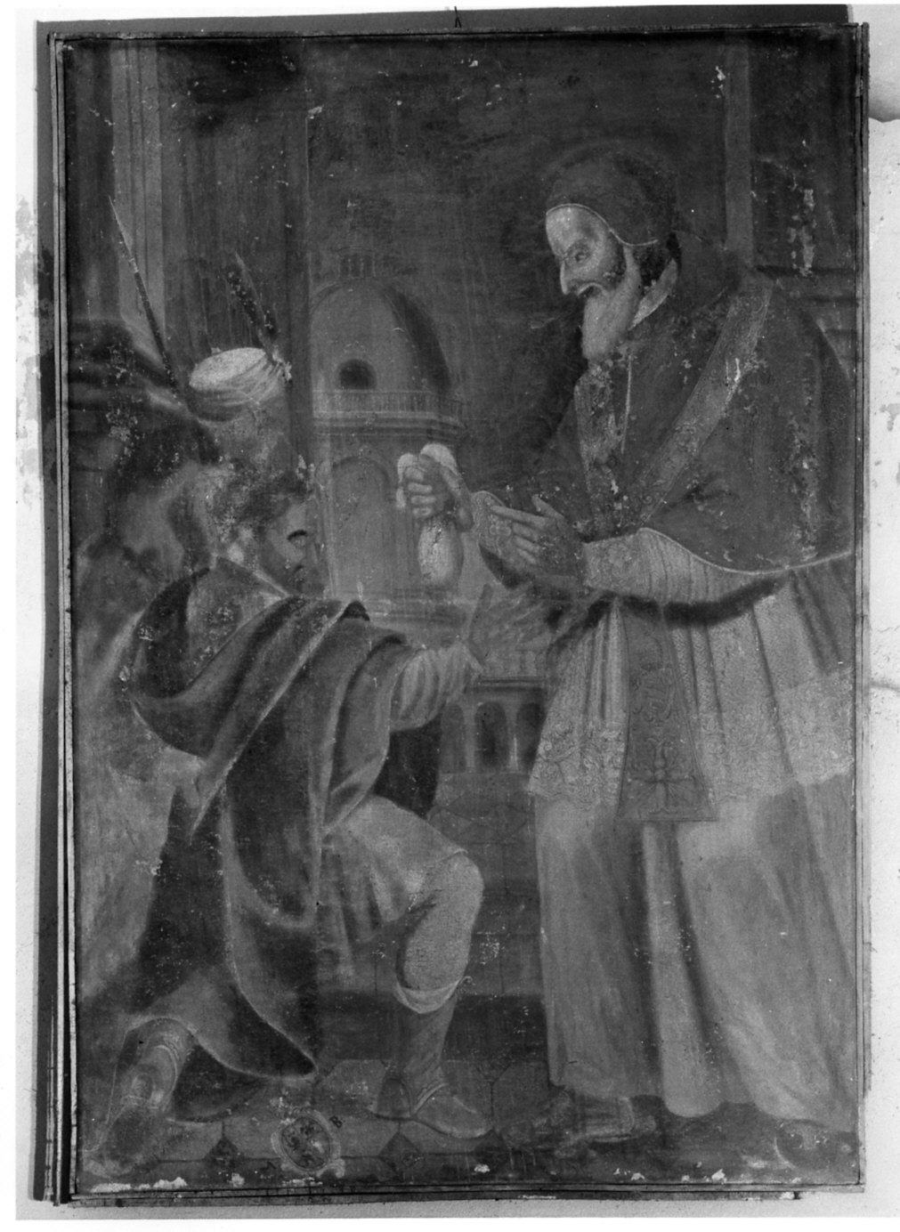 San Pio papa e un cavaliere (dipinto, opera isolata) - ambito lombardo (sec. XVII)