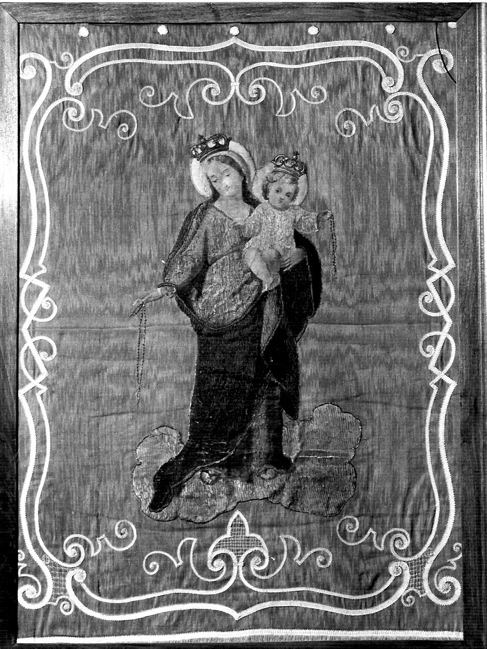 Madonna con Bambino (stendardo processionale, coppia) - manifattura lombarda (sec. XVIII)