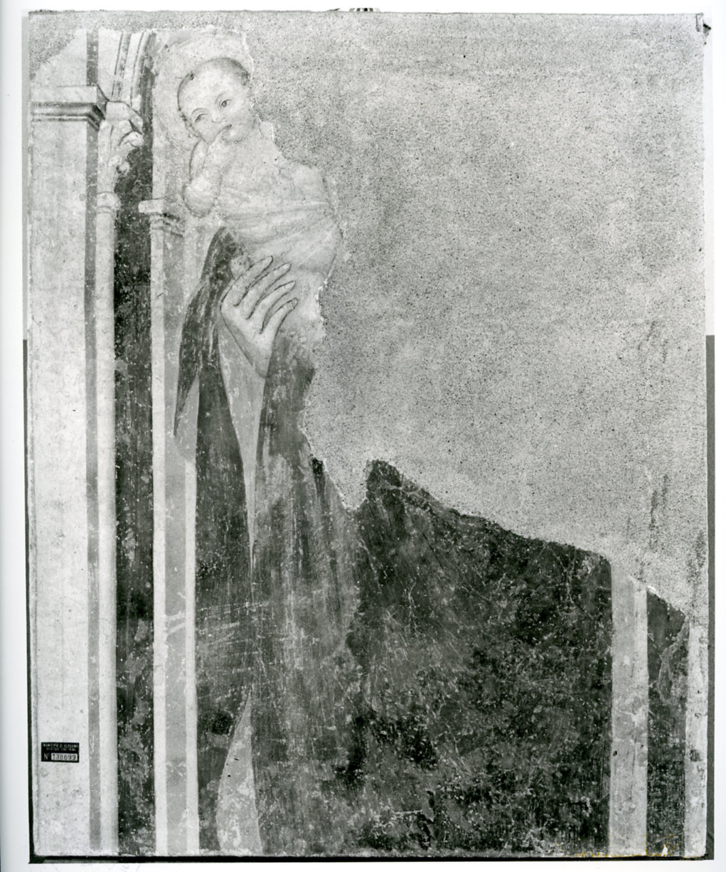 Madonna con Bambino (dipinto murale, frammento) - ambito lombardo (terzo quarto sec. XIV)