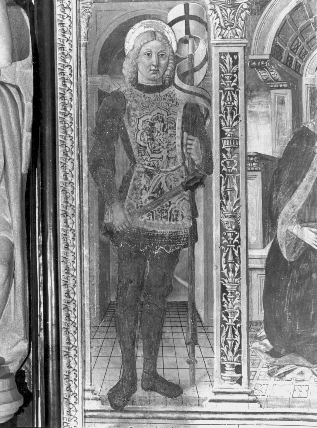 San Maurizio (dipinto murale) di Battista da Musso (attribuito) (sec. XVI)