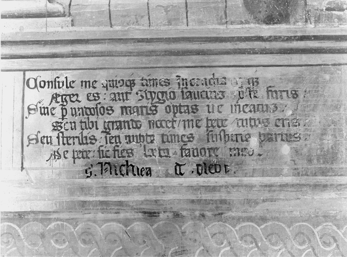 iscrizione (dipinto murale) di Battista da Musso (attribuito) (sec. XVI)