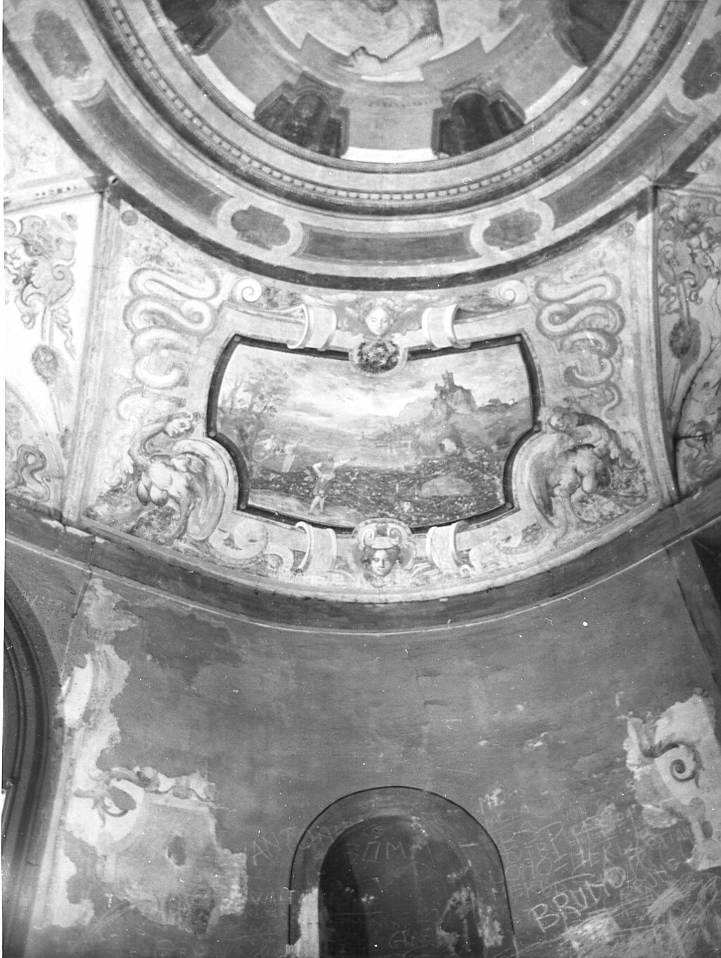 Ulisse e i compagni superstiti avvistano Itaca (dipinto murale) di Procaccini Carlo Antonio (sec. XVI)