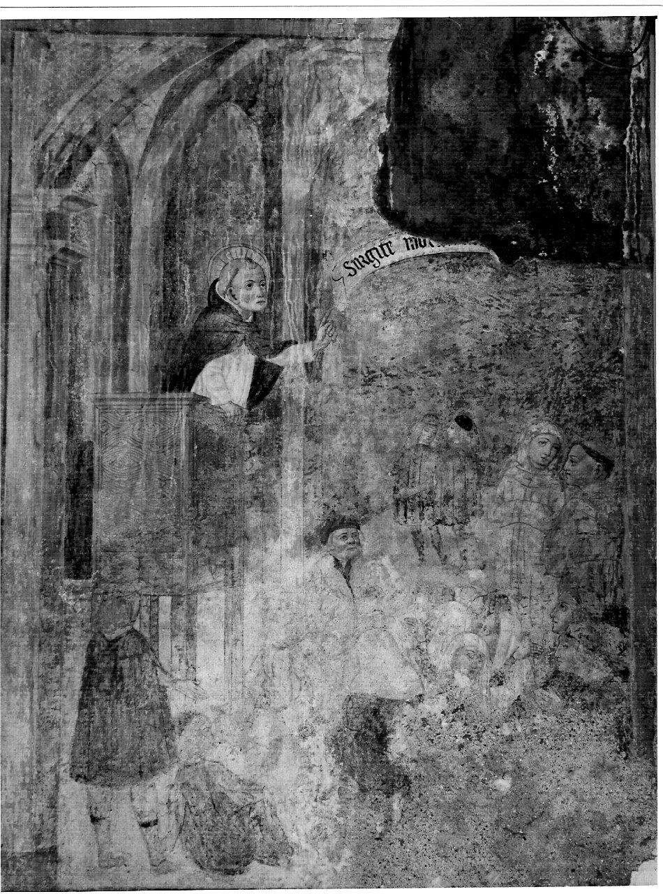 predica di San Domenico (dipinto murale, opera isolata) - ambito lombardo (fine sec. XV)