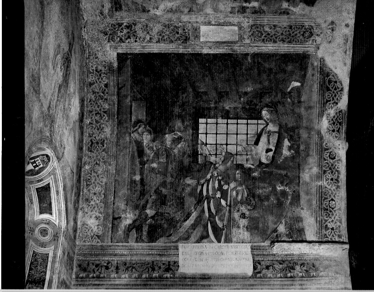 martirio di Santa Caterina d'Alessandria, Santa Caterina d'Alessandria riceve in carcere la visita dell'imperatrice Faustina (dipinto murale, elemento d'insieme) di De Donati Bernardino (sec. XVI)