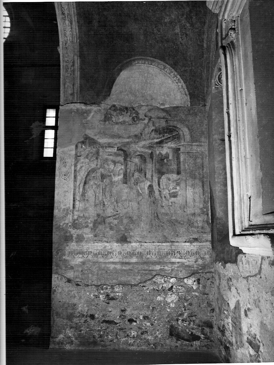 natività di Gesù (dipinto murale, opera isolata) - ambito lombardo (fine sec. XVI)