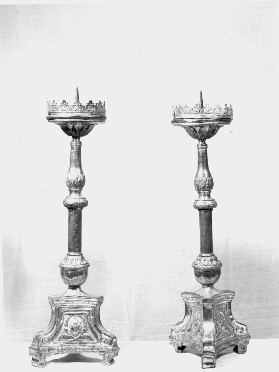 candeliere d'altare, coppia - bottega lombarda (inizio sec. XIX)