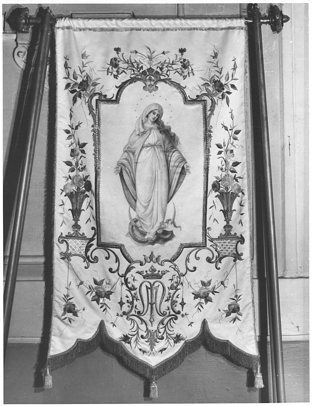 stendardo processionale, opera isolata - manifattura lombarda (sec. XIX)