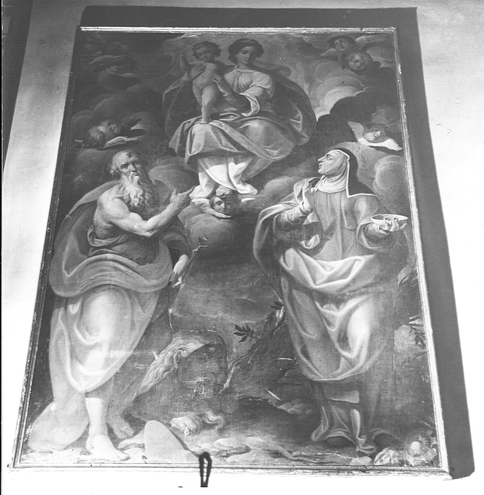 Madonna con Bambino e San Gerolamo e Santa Brigida (dipinto, opera isolata) di Gaiano Gerolamo (sec. XVI)