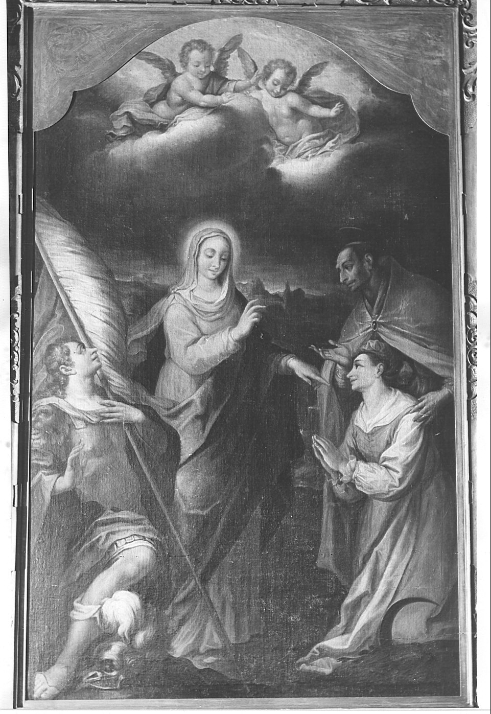 Madonna con San Carlo, Sant'Alessandro e donatrice (dipinto, opera isolata) - ambito lombardo (sec. XVII)