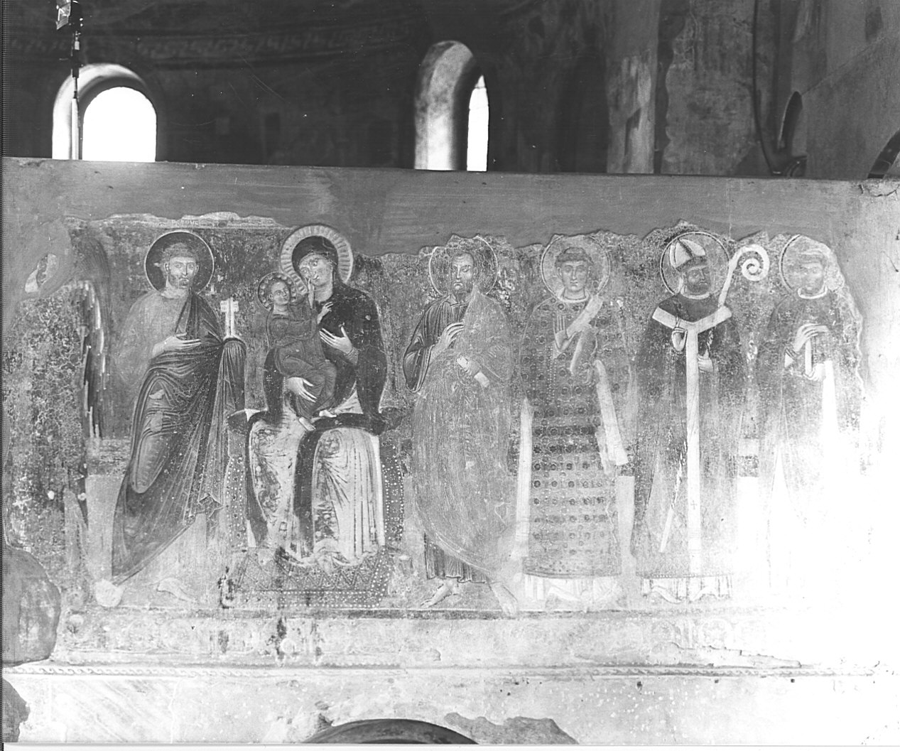 Madonna in trono con Bambino fra Santi e l'Arcangelo Michele (dipinto, opera isolata) - ambito lombardo (fine sec. XIII)