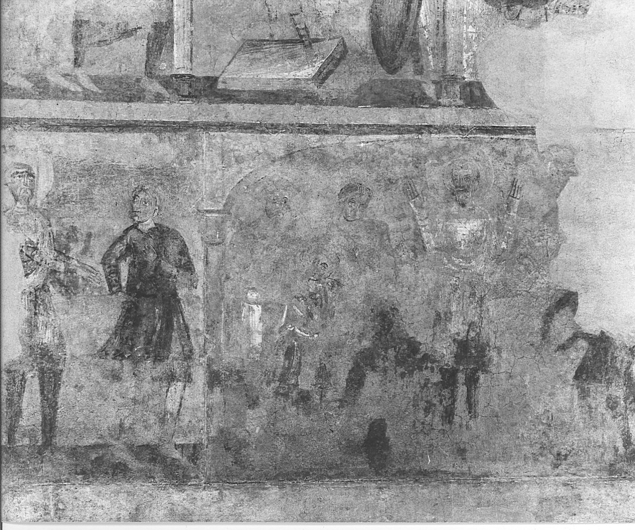 episodio della storia di San Cristoforo (dipinto murale) - ambito lombardo (prima metà sec. XI)
