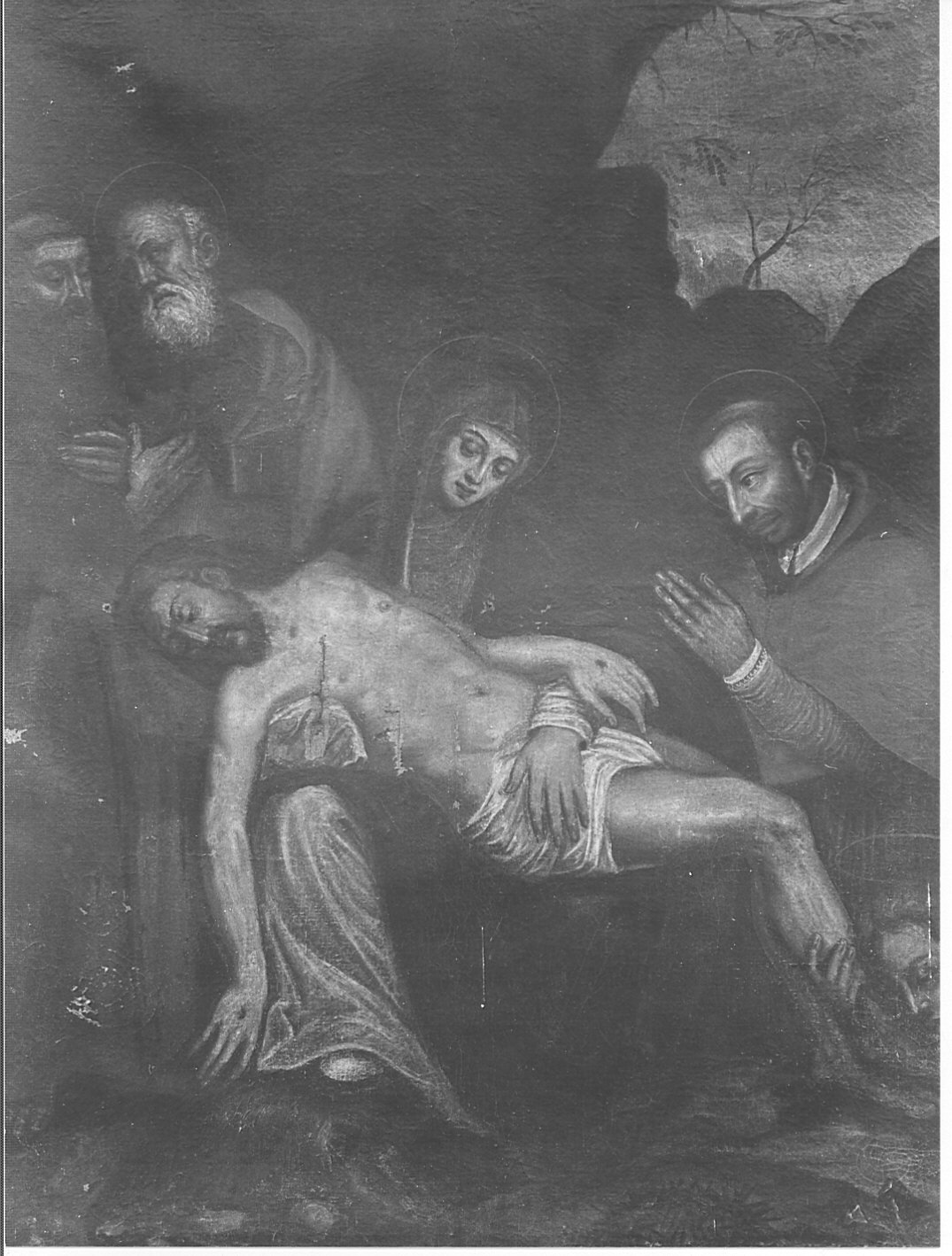 San Carlo Borromeo adora Cristo deposto (dipinto, opera isolata) - ambito lombardo (sec. XVII)