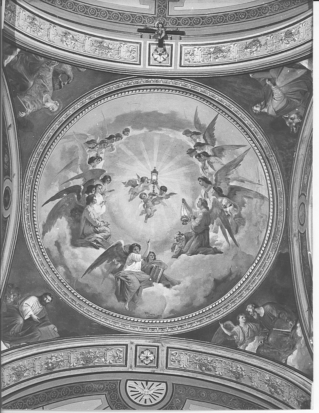 trionfo dell'Eucarestia/ quattro Evangelisti (dipinto murale, elemento d'insieme) di Rivetta Romeo (sec. XX)