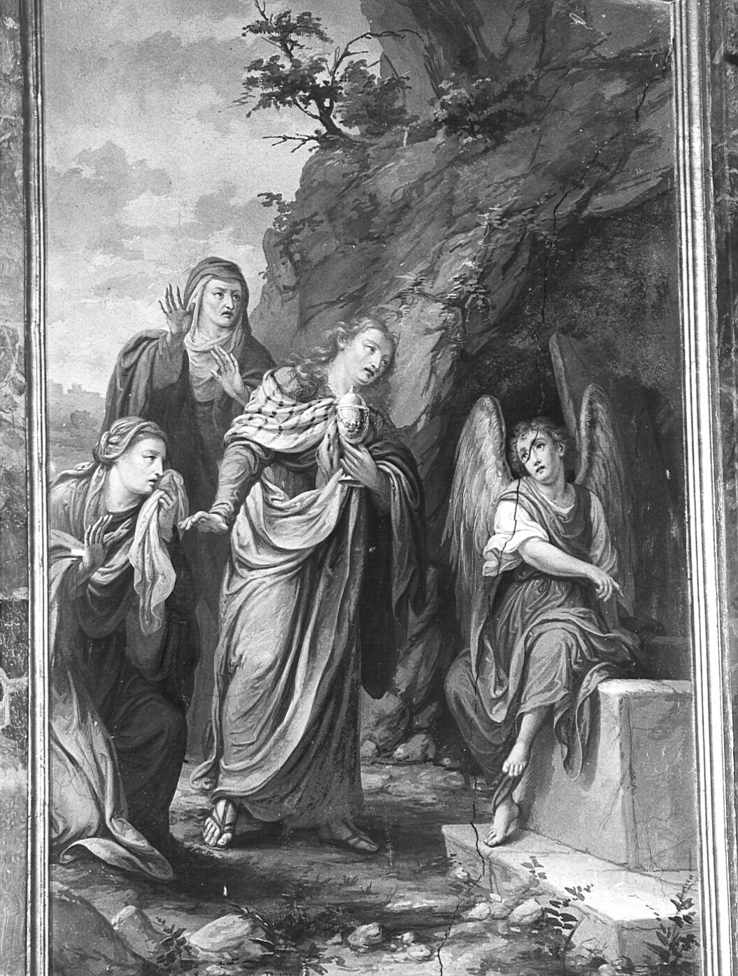 angelo annuncia la resurrezione alle pie donne (dipinto murale, elemento d'insieme) di Tagliaferri Antonio (sec. XIX)