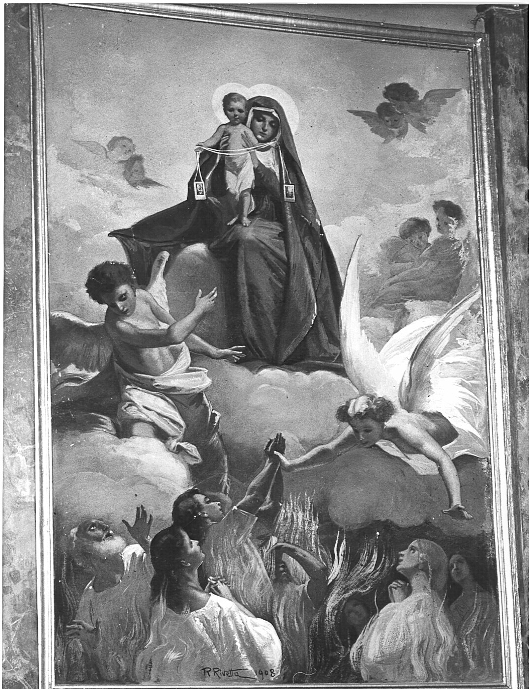 assunzione della Madonna (decorazione pittorica, elemento d'insieme) di Rivetta Romeo (sec. XX)