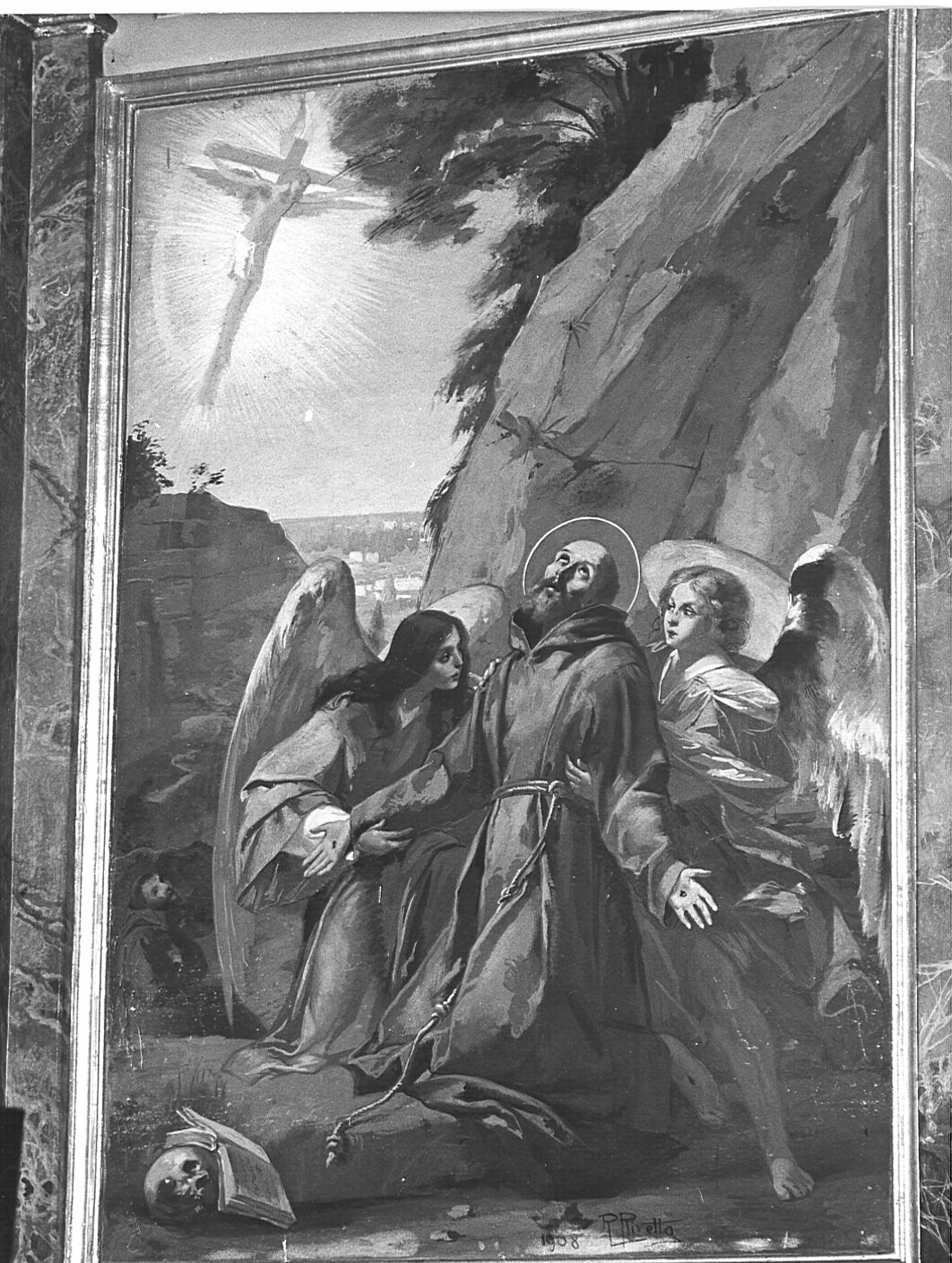 San Francesco d'Assisi riceve le stimmate (decorazione pittorica, elemento d'insieme) di Rivetta Romeo (sec. XX)