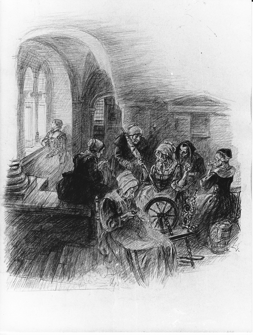 Geltrude, la monaca di Monza nella casa paterna (disegno, opera isolata) di Rosso Gustavo (prima metà sec. XX)