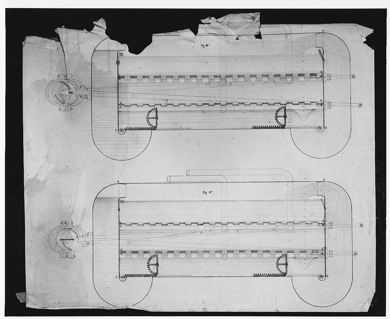 Progetto di locomotiva per forti pendenze e curve a piccolo raggio (disegno architettonico, opera isolata) di Vanossi Giuseppe (sec. XIX)