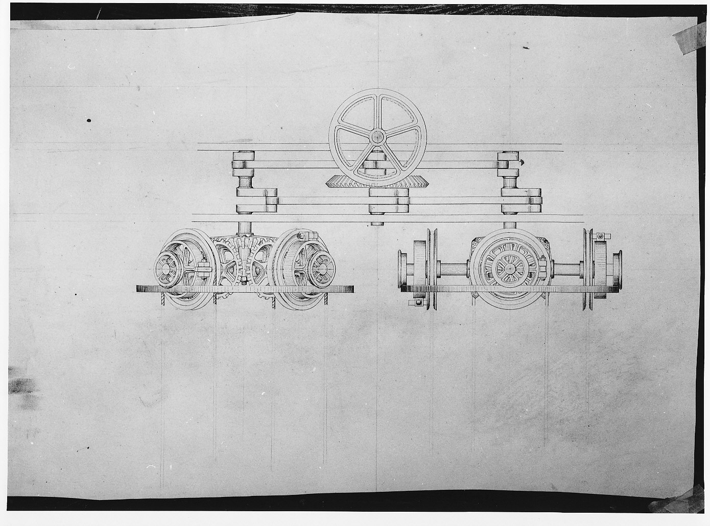 Progetto di locomotiva per forti pendenze e curve a piccolo raggio (disegno architettonico, opera isolata) di Vanossi Giuseppe (sec. XIX)