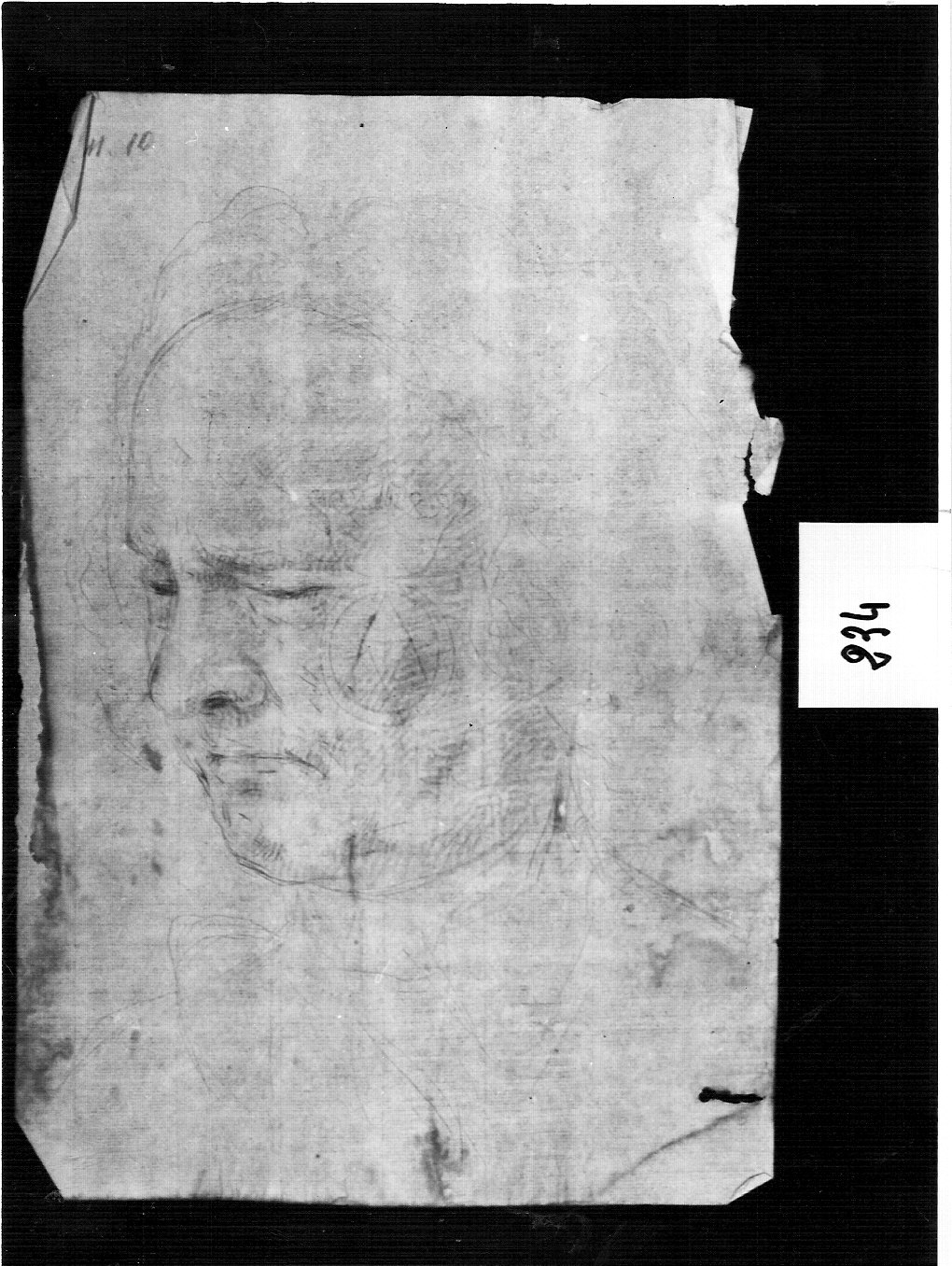 testa di uomo di tre quarti (disegno, opera isolata) di Ligari Pietro (attribuito) (prima metà sec. XVIII)