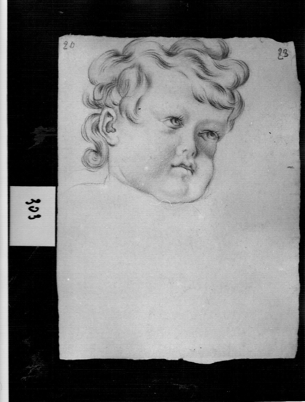 testa di putto// donna seduta con due puttini (disegno, opera isolata) di Ligari Pietro (attribuito) (prima metà sec. XVIII)