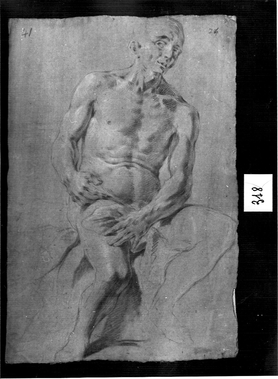 nudo seduto (disegno, opera isolata) di Ligari Cesare (attribuito) (sec. XVIII)