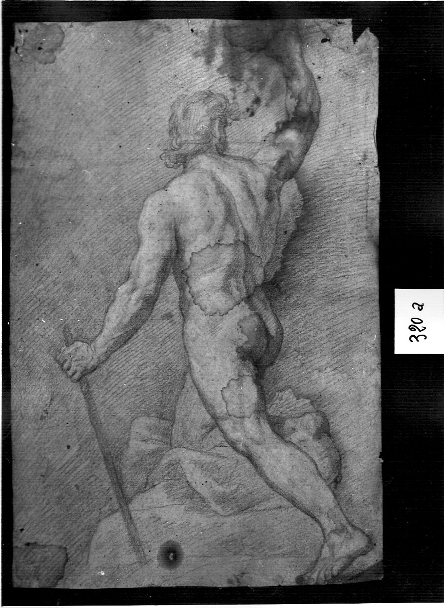 nudo maschile di schiena (disegno, opera isolata) - ambito lombardo (prima metà sec. XVIII)