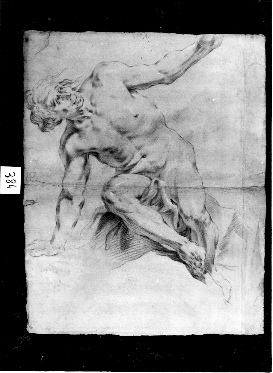 nudo seduto con braccio levato (disegno, opera isolata) di Ligari Pietro (attribuito) (prima metà sec. XVIII)