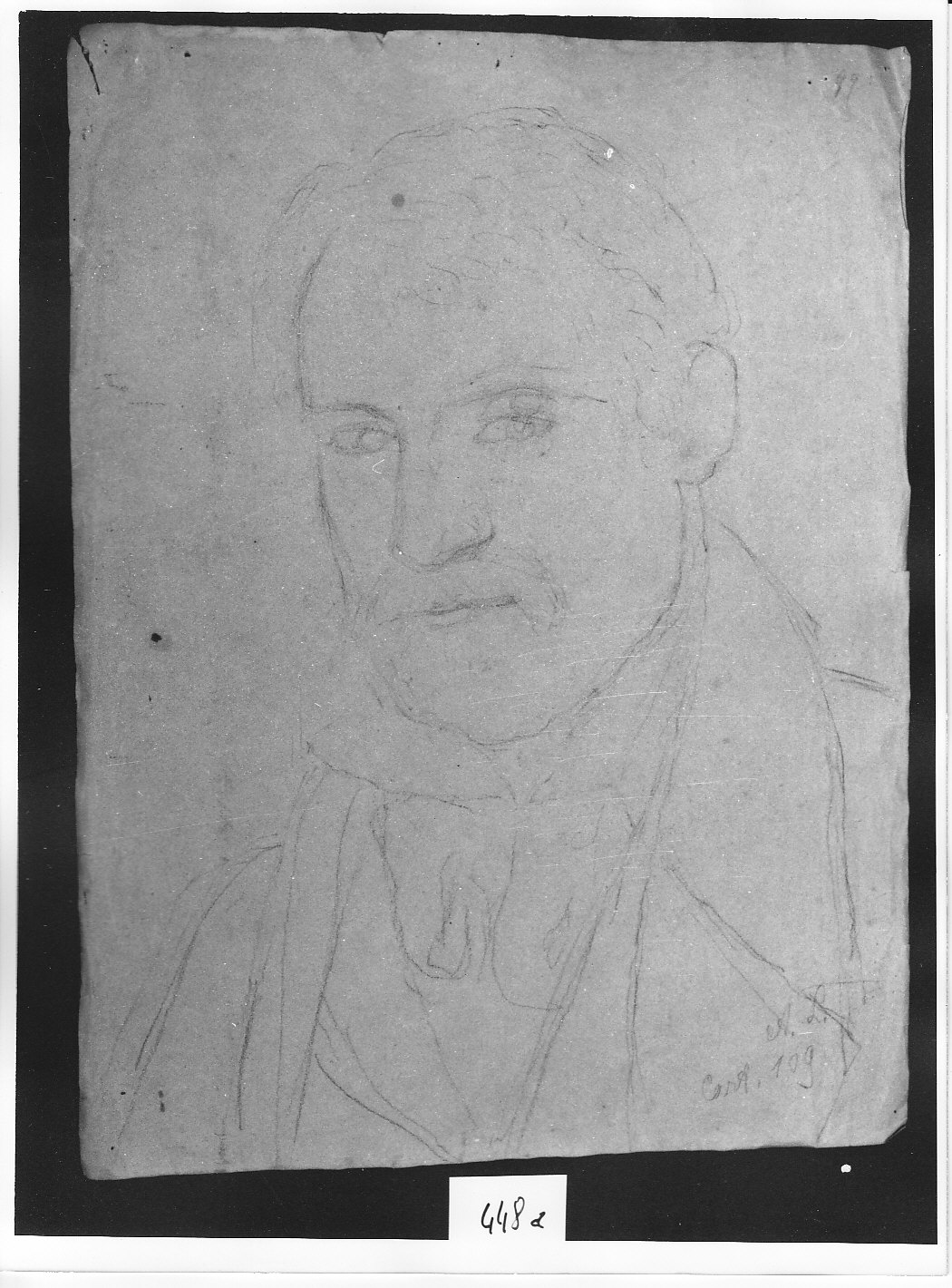 Giovane barbuto a mezzo busto abbozzo (disegno, opera isolata) di Ligari Angelo (attribuito) (sec. XIX)