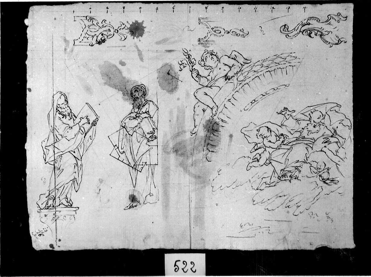 profeti, P. Eterno e altre figure (disegno, opera isolata) di Ligari Pietro (attribuito) (sec. XVIII)