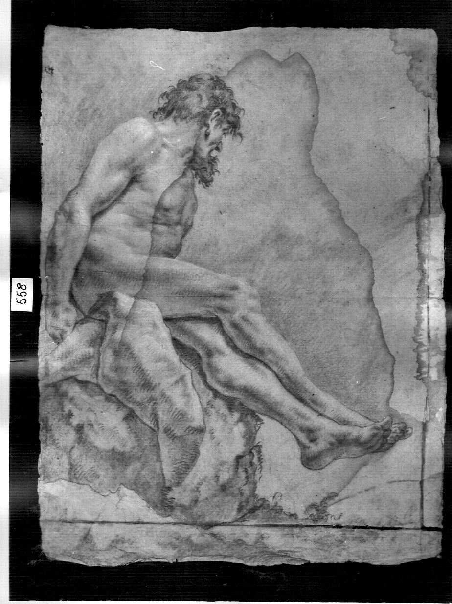 nudo seduto di profilo (disegno, opera isolata) di Ligari Cesare (sec. XVIII)