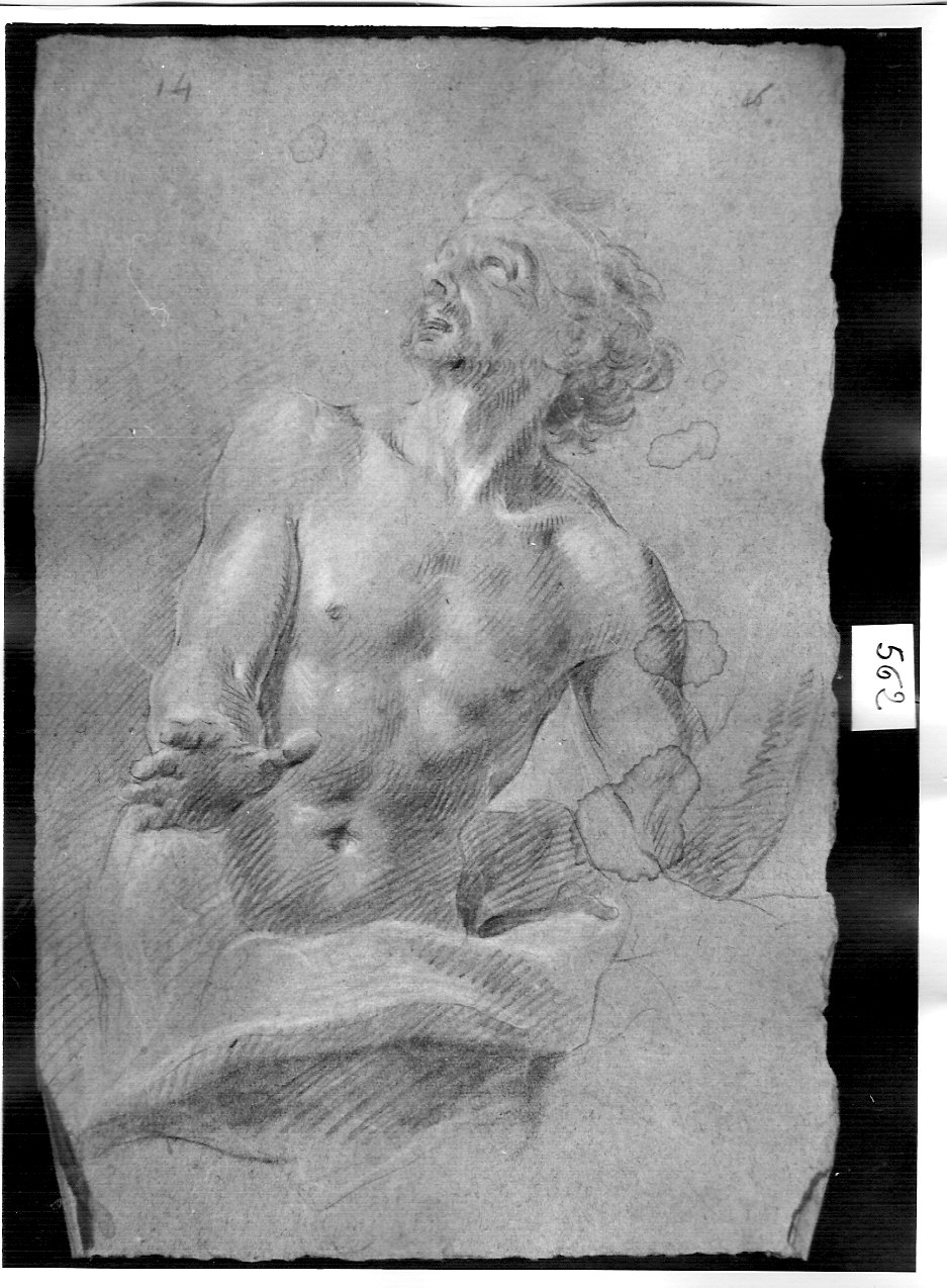 nudo di prospetto a mezza figura (disegno, opera isolata) di Ligari Cesare (attribuito) (sec. XVIII)