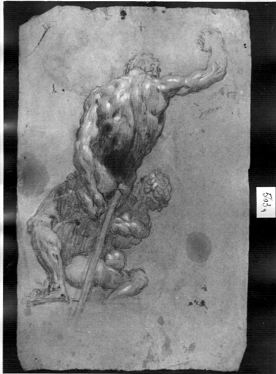 gruppo di due ignudi (disegno, opera isolata) di Ligari Cesare (attribuito) (sec. XVIII)