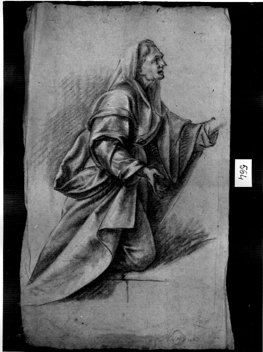 donna inginocchiata (disegno, opera isolata) di Ligari Angelo (attribuito) (sec. XIX)