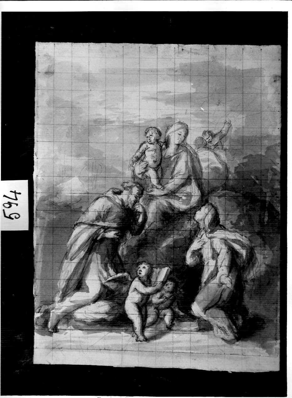 Madonna del Rosario (disegno, opera isolata) di Ligari Angelo (sec. XIX)