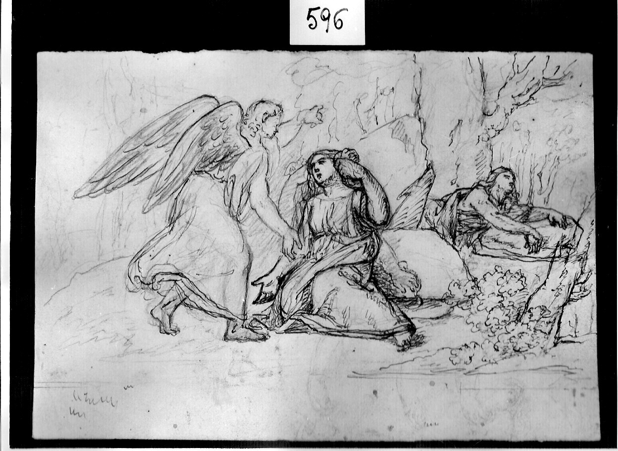 Agar, Ismaele e l'Angelo (disegno, opera isolata) di Ligari Angelo (attribuito) (sec. XIX)