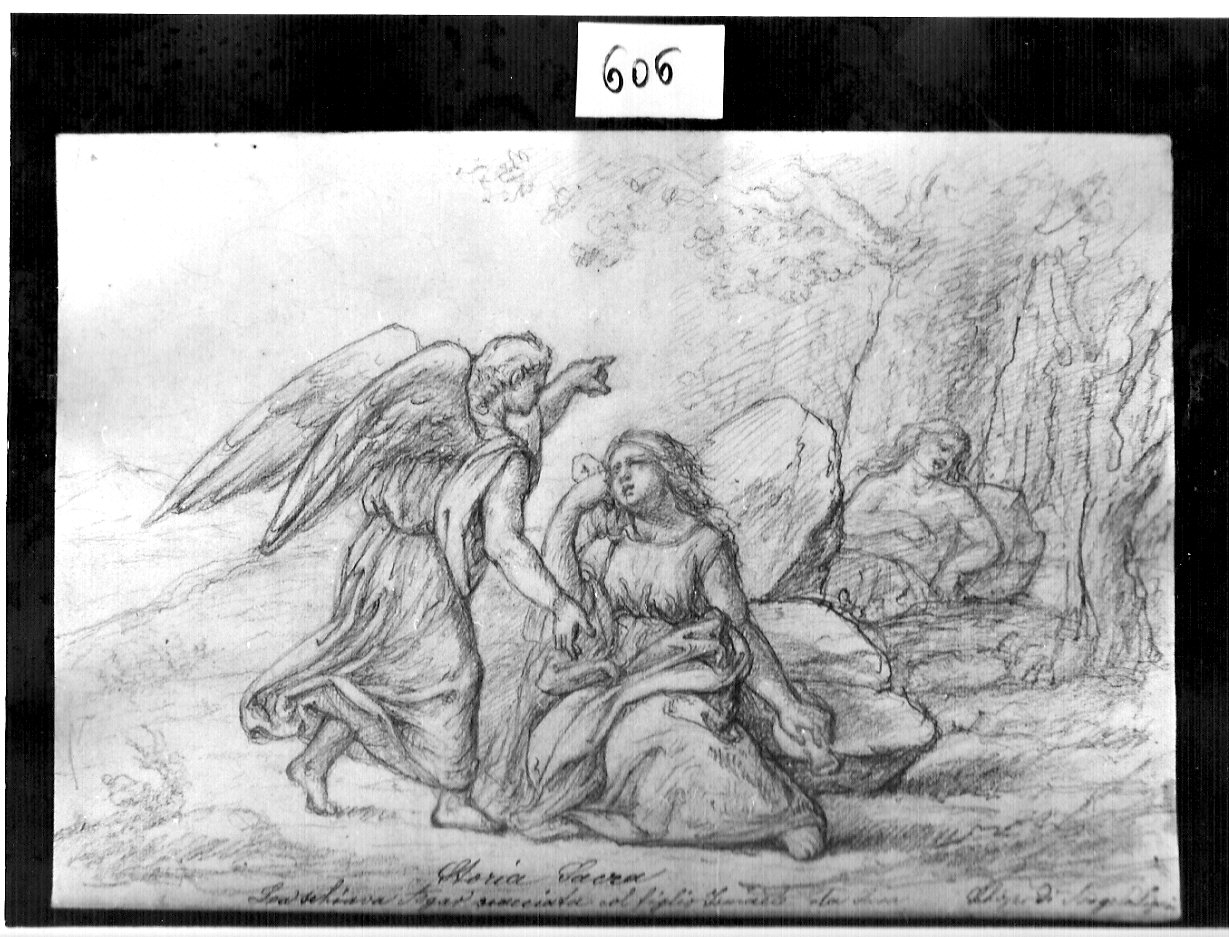 Agar, Ismaele e l'Angelo (disegno, opera isolata) di Ligari Angelo (attribuito) (sec. XIX)