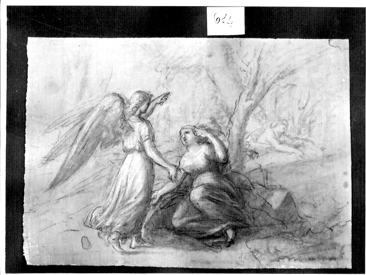 Agar, Ismaele e l'Angelo (disegno, opera isolata) di Ligari Angelo (sec. XIX)