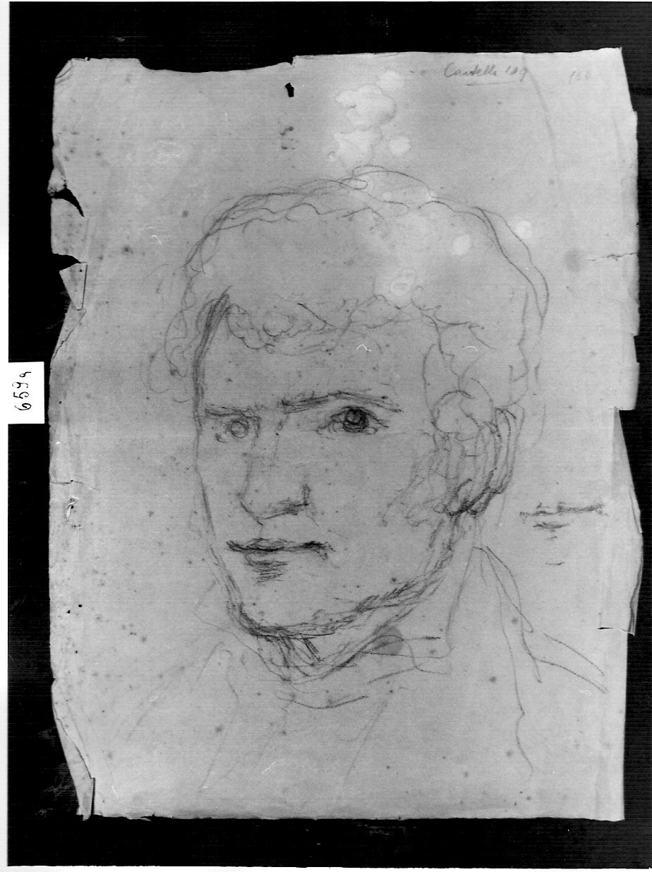 schizzo di testa maschile (disegno, opera isolata) di Ligari Angelo (attribuito) (sec. XIX)