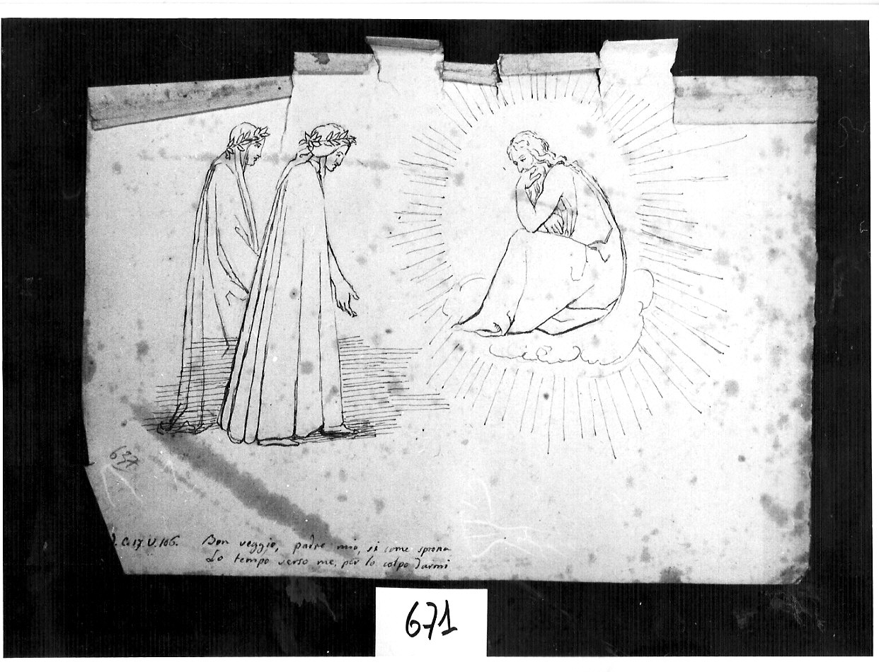 incontro con Cacciaguida (disegno, opera isolata) di Ligari Angelo (sec. XIX)