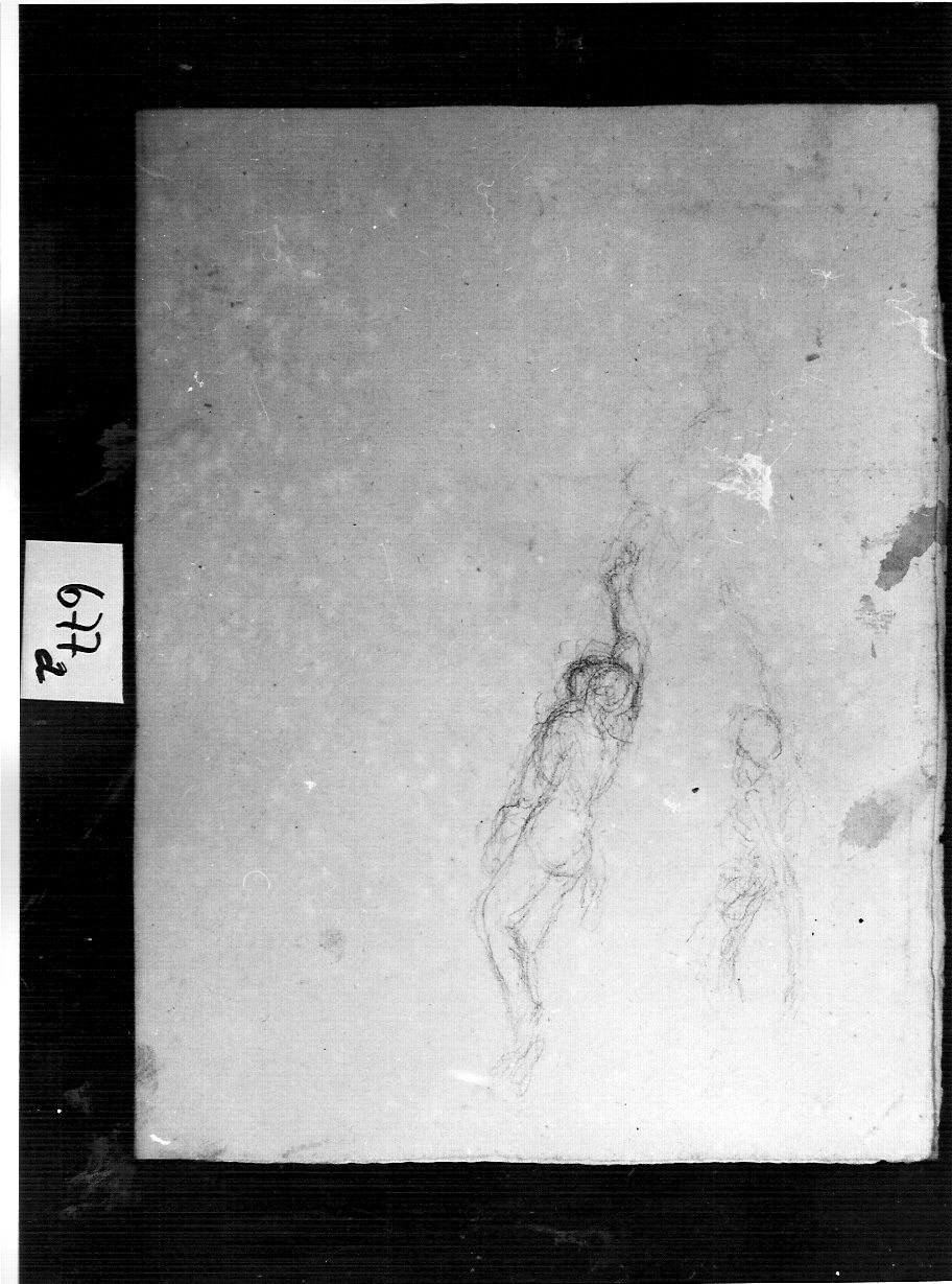 il Veglio di Creta// figura in volo (?) (disegno, opera isolata) di Ligari Angelo (sec. XIX)