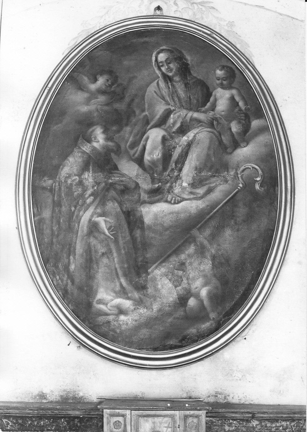 Madonna con Bambino in gloria con San Benedetto (dipinto, opera isolata) - ambito lombardo (sec. XVIII)