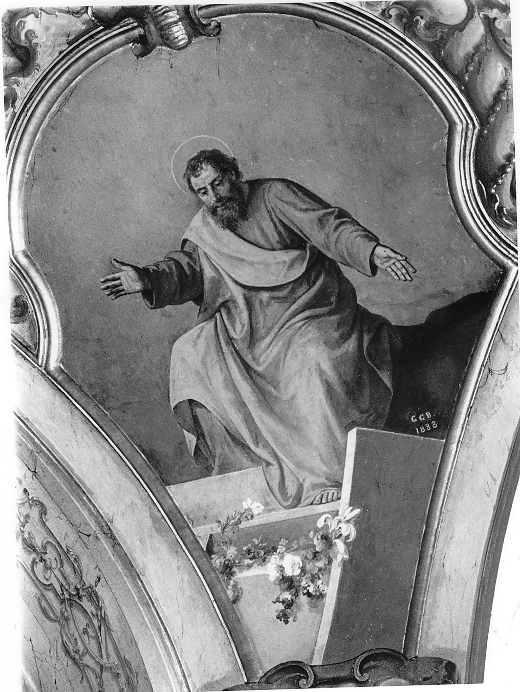 San Tommaso apostolo (dipinto murale, elemento d'insieme) di Garberini Giovan Battista (sec. XIX)