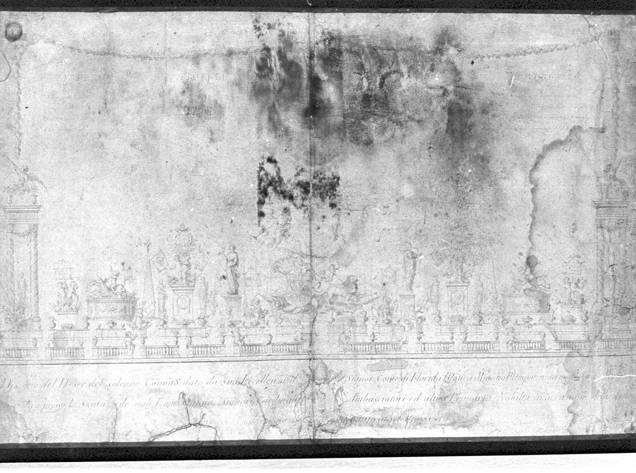 apparato per un banchetto (stampa) - ambito italiano (sec. XVIII)