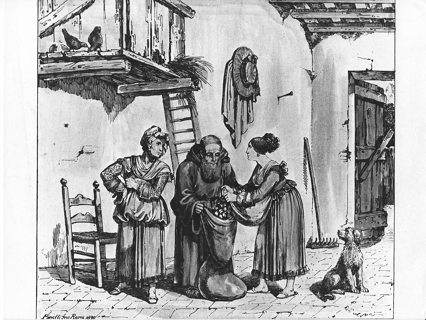 La raccolta delle noci (stampa) di Pinelli Bartolomeo (sec. XIX)