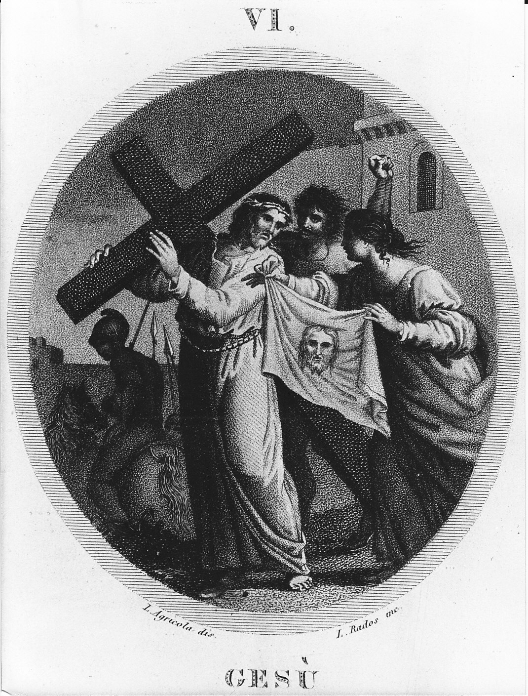 Gesù asciugato dalla Veronica (stampa) di Rados conte Luigi, Agricola Luigi (prima metà sec. XIX)