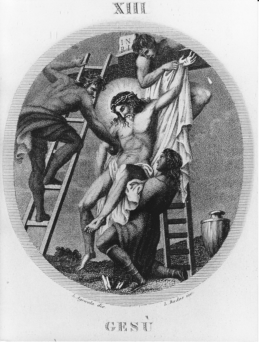Gesù è deposto dalla croce (stampa) di Rados conte Luigi, Agricola Luigi (prima metà sec. XIX)